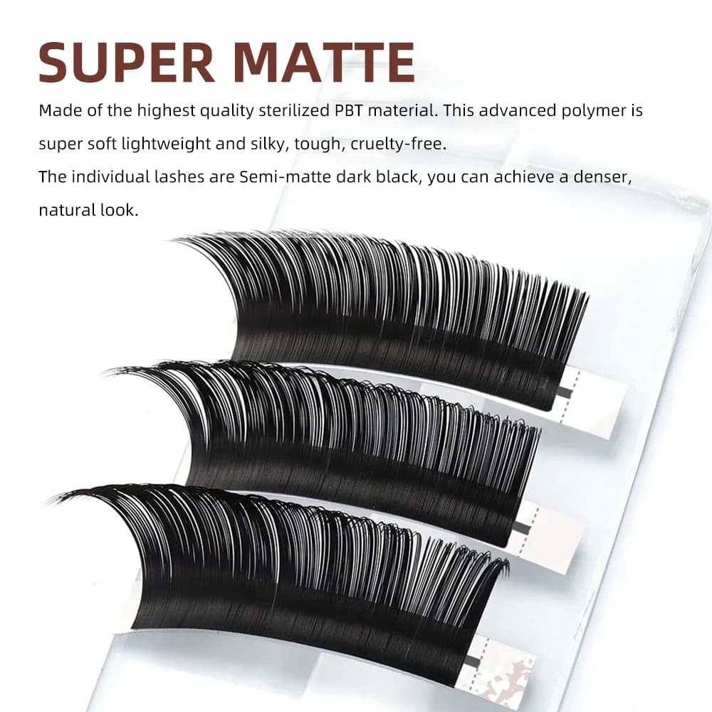 Класичні індивідуальні нарощені вії Super Matte 0.18 мм