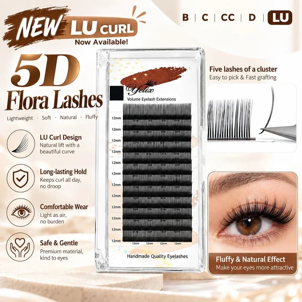 Нарощування вій LU Curl 5D Flora Spike (окремі пучки)