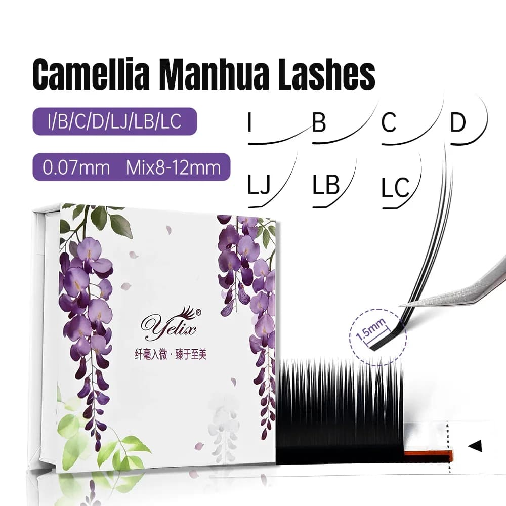 Нарощені вії Camellia з коротким коренем, природний ефект